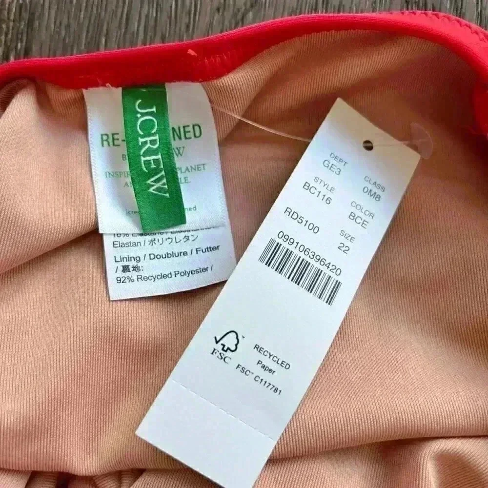 J. Crew NWT Ruched V Neck One Piece Swimsuit Size 22 Bright Red Beach